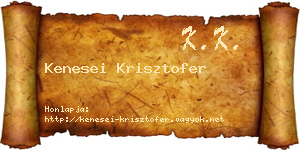 Kenesei Krisztofer névjegykártya